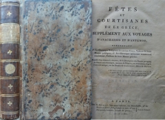 Pierre Jean Baptiste Chaussard. Fêtes et courtisanes de la Grèce: supplément aux Voyages d'Anacharsis et d'Antenor. Paris, 1803.